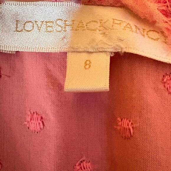 LoveShackFancy Coral Pink Swiss Dot Babydoll Mini Dress Size 8 Cottagecore - Picture 10 of 11